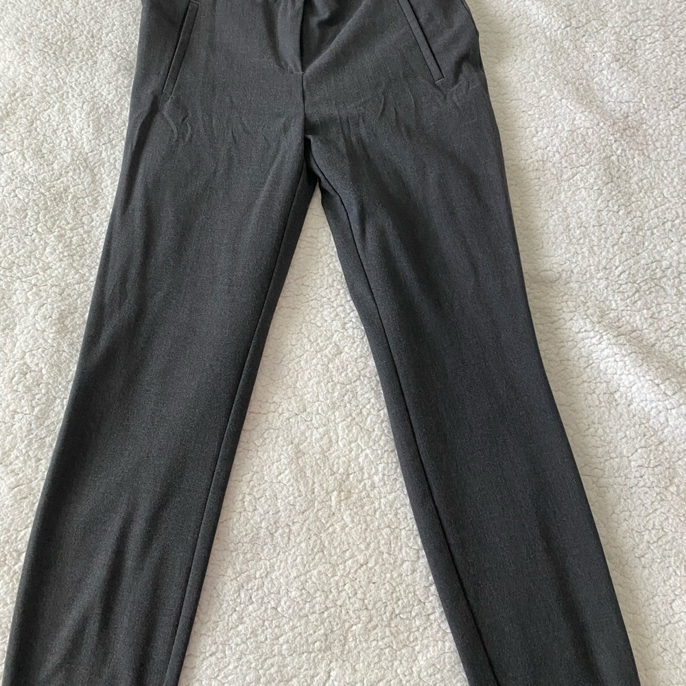 Charcoal Gray Tailored Dress Pants with Flat Front and Straight Leg Design